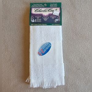 Charles Craft White Terrycloth 14ct Stitch Band w/ Pattern Fingertip Towel NEW